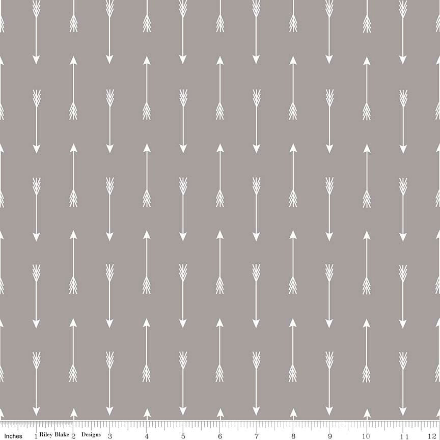 20" End of Bolt Piece - SALE By Popular Demand Arrows Gray white - Riley Blake Designs - Jersey KNIT cotton stretch fabric