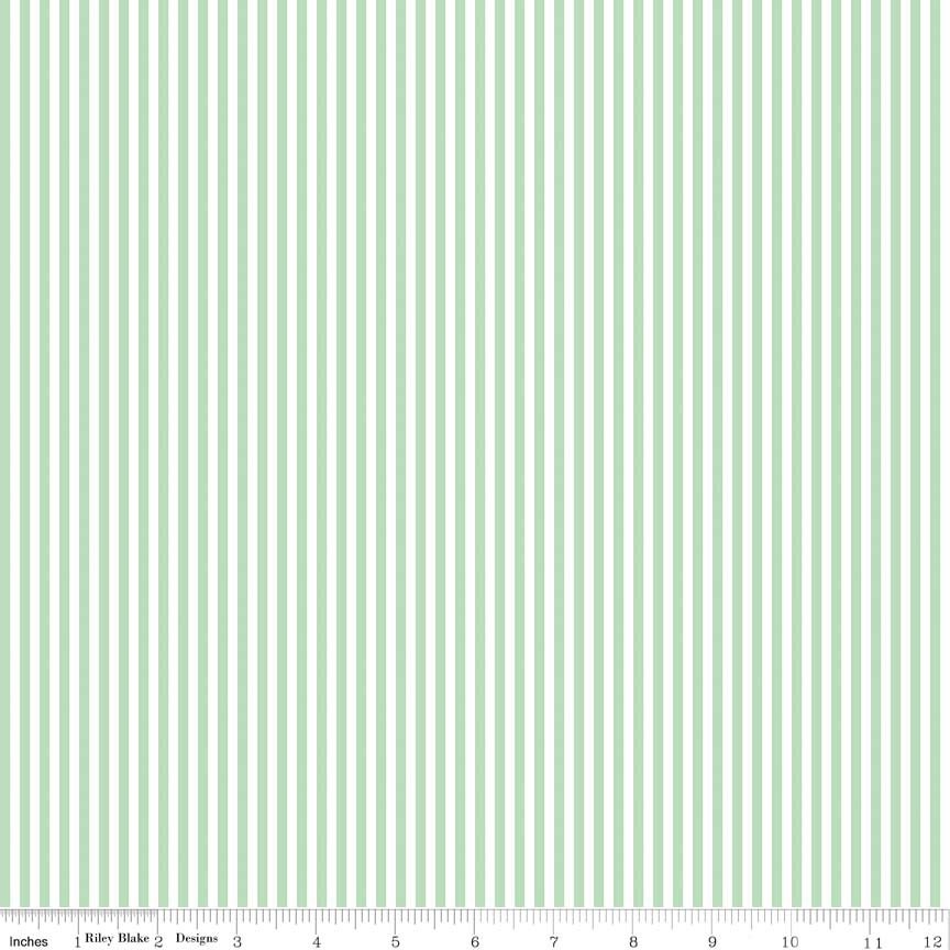 SALE Sweet Mint and White 1/8 Eighth Inch Stripe - Riley Blake Designs - Green - Quilting Cotton Fabric