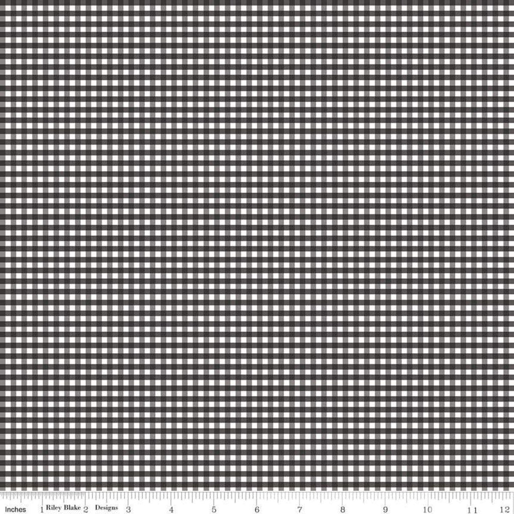 SALE Black and White 1/8" Eighth Inch Small PRINTED Gingham - Riley Blake Designs - Checker - Quilting Cotton Fabric