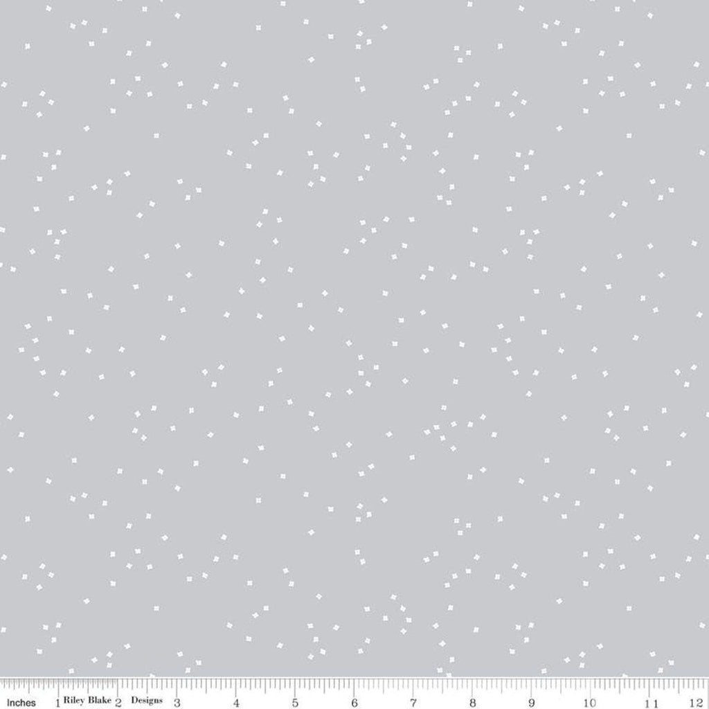 SALE Blossom Silver - Riley Blake Designs - Flowers Floral White on Gray - Quilting Cotton Fabric