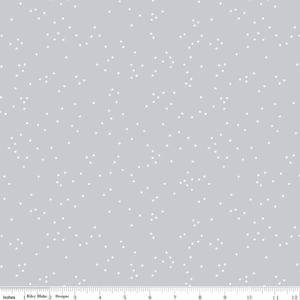 SALE Blossom Silver - Riley Blake Designs - Flowers Floral White on Gray - Quilting Cotton Fabric