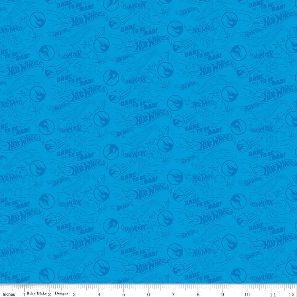 Hot Wheels Dare to Be Rad Blue - Riley Blake Designs - Die-Cast Toy Race Cars Logo -  Quilting Cotton Fabric -  Licensed Product