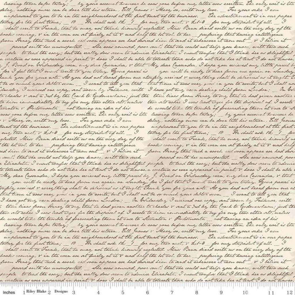 Jane Austen at Home C10018 Correspondence - Riley Blake Designs - Historical Letters Text - Quilting Cotton Fabric - Licensed Product
