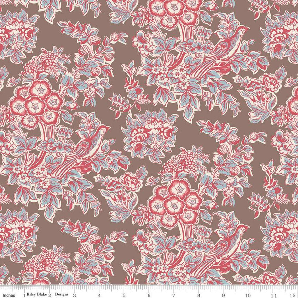 SALE Jane Austen at Home C10015 Penelope - Riley Blake Designs - Brown Red Historical Reproductions - Quilting Cotton - Licensed Product