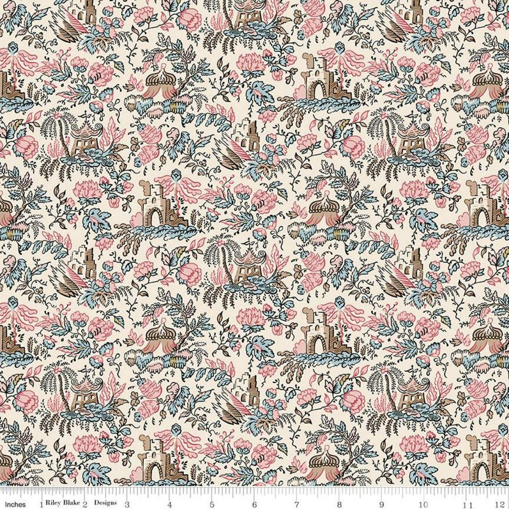 SALE Jane Austen at Home C10010 Sophia - Riley Blake Designs - Cream Pink Blue - Quilting Cotton Fabric - Licensed Product