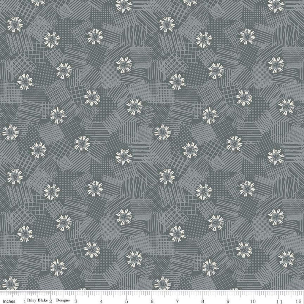 CLEARANCE Meadow Lane Scribbled Floral C10123 Gray - Riley Blake Designs - Floral Flowers Tone-on-Tone -  Quilting Cotton Fabric