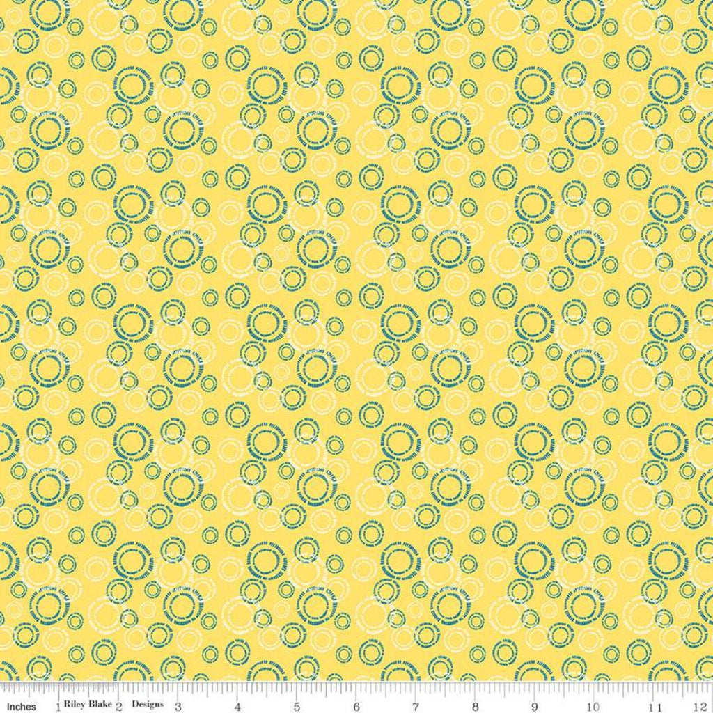1 Yard End of Bolt - CLEARANCE Oh Happy Day! Circles C10312 Yellow - Riley Blake Designs - Overlapping Circles - Quilting Cotton Fabric