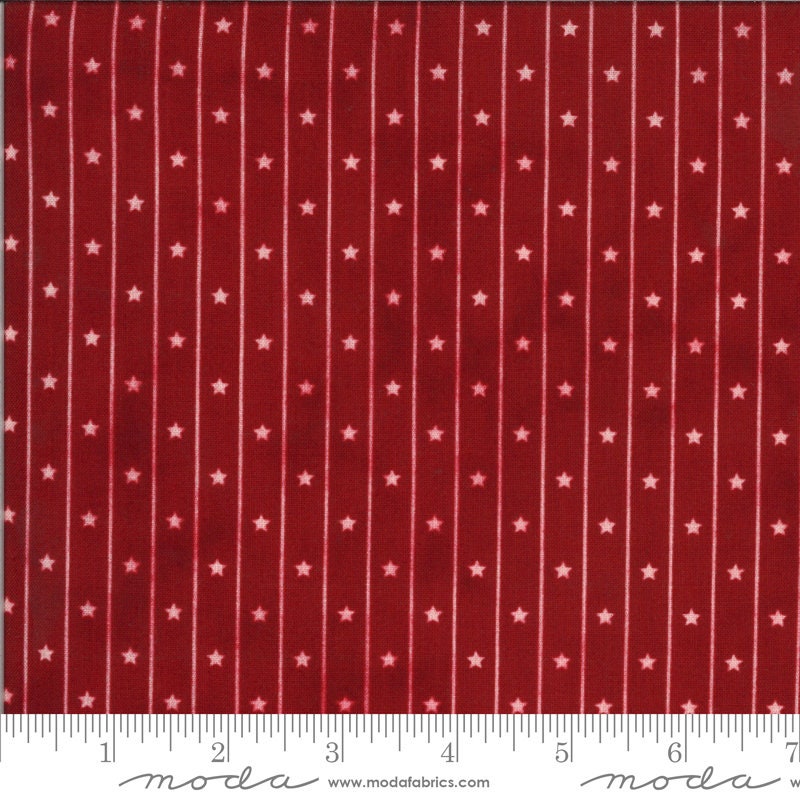 12" End of Bolt - American Gathering Star Row 49126 Red - Moda Fabrics - Americana Patriotic Stars Stripes Lines - Quilting Cotton Fabric
