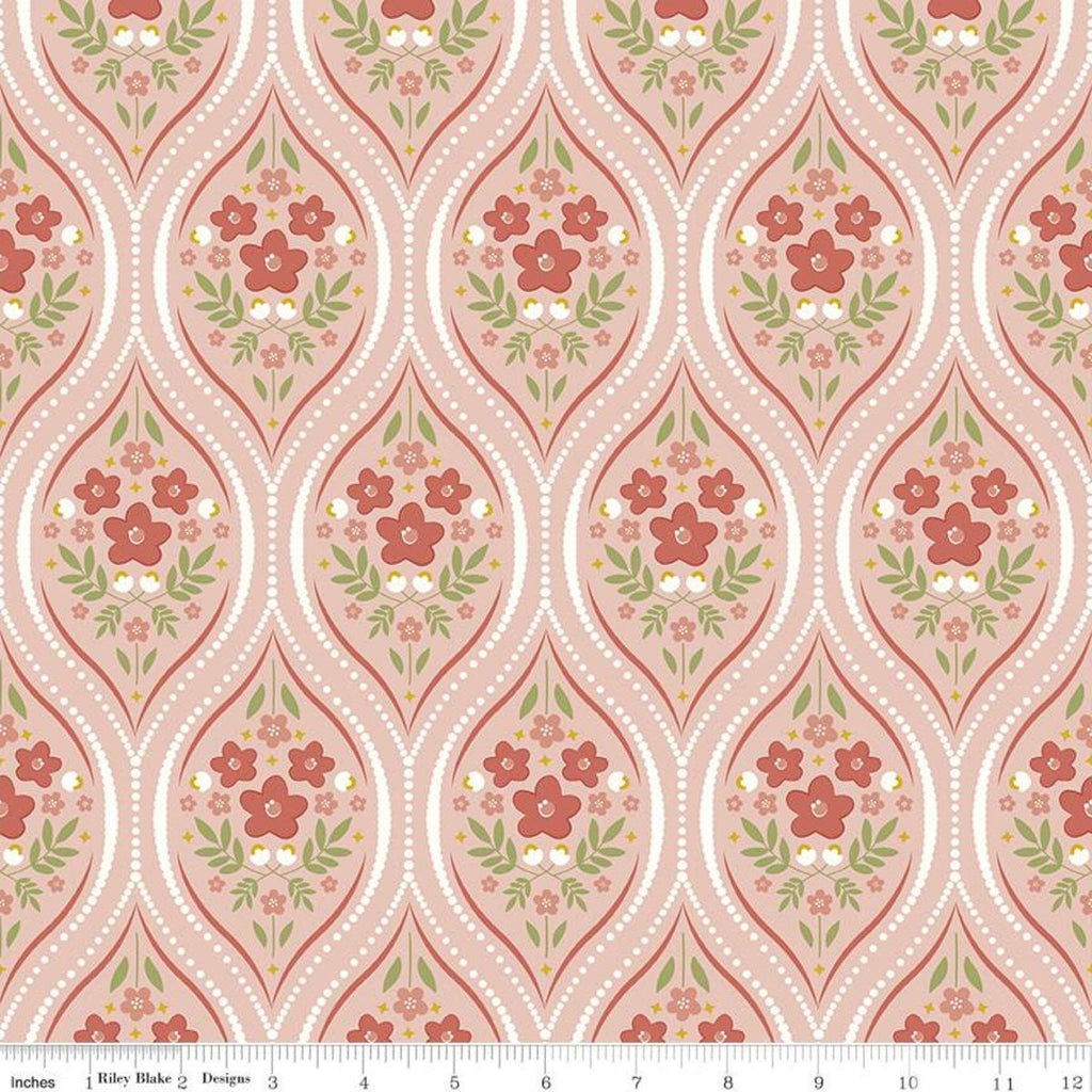 Fat Quarter End of Bolt- SALE Primrose Hill Damask C11061 Blush - Riley Blake Designs - Floral Flowers - Quilting Cotton Fabric