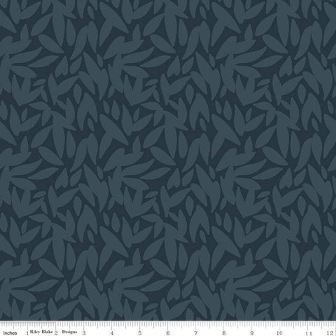 11" End of Bolt - Sonnet Dusk Leaves C11293 Teal - Riley Blake Designs - Leaf - Quilting Cotton Fabric