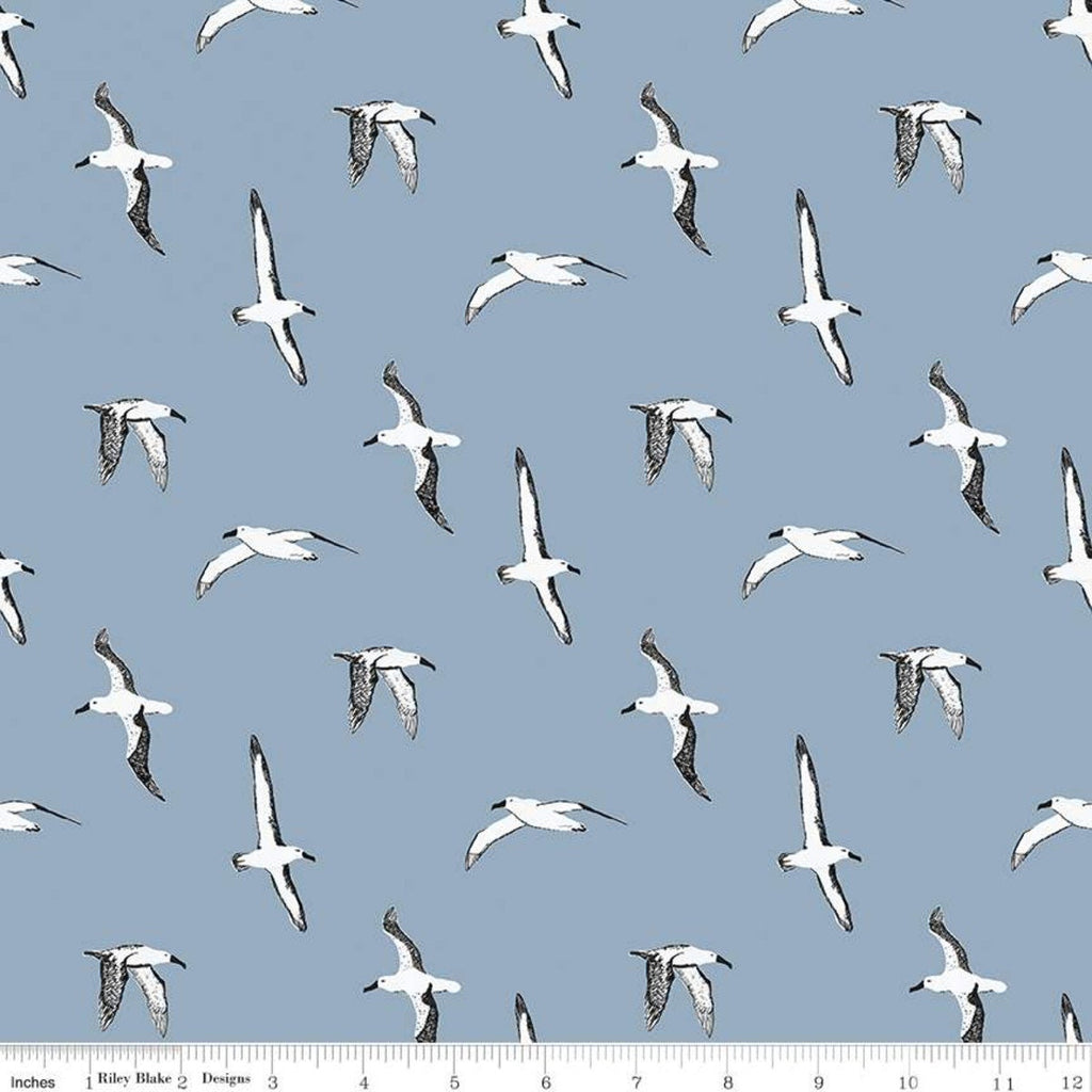 Fat Quarter End of Bolt - SALE Heartsong Albatross C11302 Blue - Riley Blake Designs - Bird Birds - Quilting Cotton Fabric