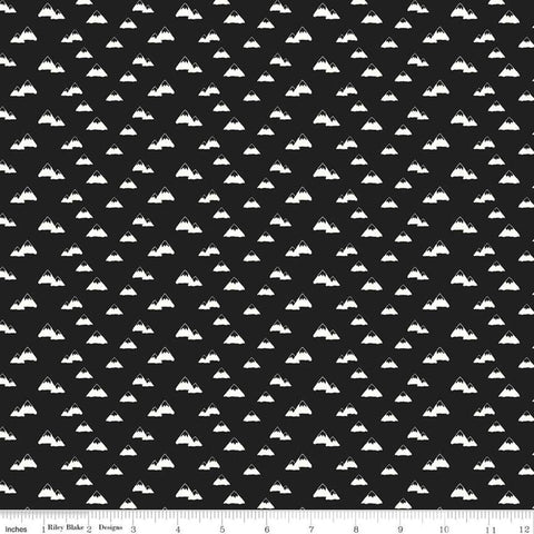 22" end of bolt piece - SALE FLANNEL Wild at Heart Mountains F11447 Black - Riley Blake Designs - Outdoors Mountain - FLANNEL Cotton Fabric