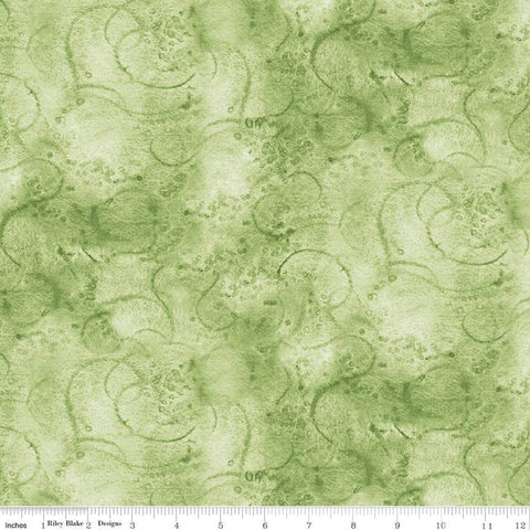 1 yard End of Bolt Piece - Painter's Watercolor Swirl WIDE BACK WB680 Sage Green - Riley Blake - 107/108" Wide - Quilting Cotton Fabric