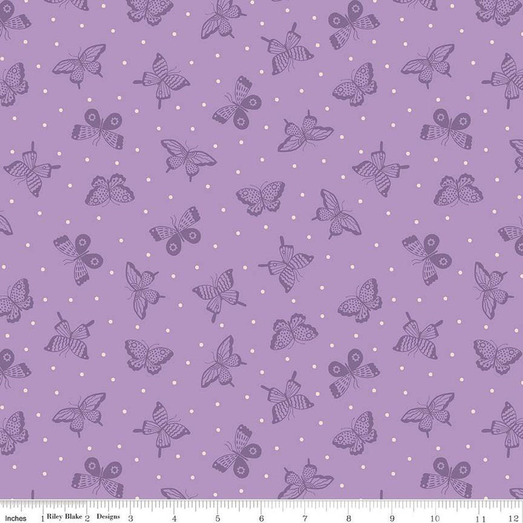 17" End of Bolt - SALE Sweet Picnic Kaleidoscope C12094 Lilac - Riley Blake - Butterflies Butterfly Blush Dots - Quilting Cotton Fabric