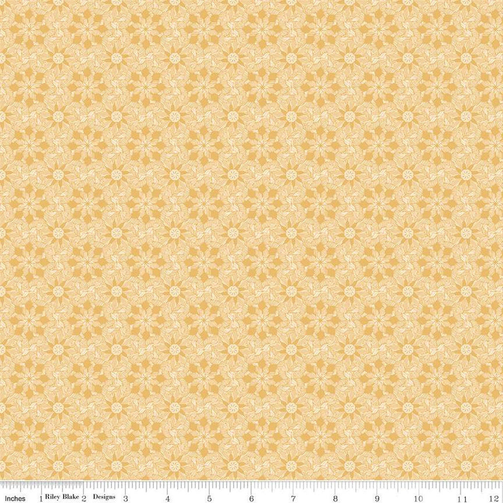 16" End of Bolt - SALE Elegance Enlightened C12222 Gold by Riley Blake Designs - Floral Flowers Geometric - Quilting Cotton Fabric