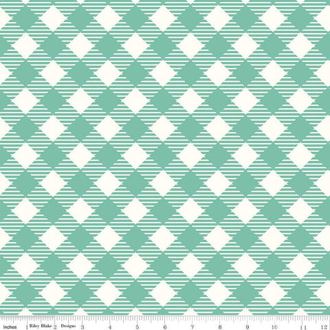 3 Yard Cut - SALE Bee Ginghams WIDE BACK WB12562 Sea Glass - Riley Blake - 107/108" Wide 3/4" Check - Quilting Cotton Fabric