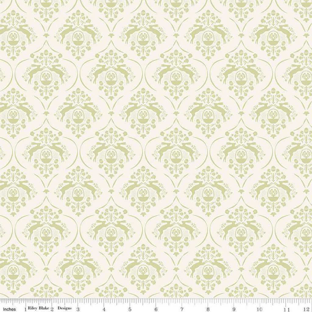 CLEARANCE Springtime Damask C12811 Cream by Riley Blake Designs - Flowers Rabbits Eggs Baskets Easter - Quilting Cotton Fabric