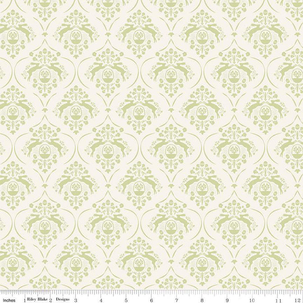 CLEARANCE Springtime Damask C12811 Cream by Riley Blake Designs - Flowers Rabbits Eggs Baskets Easter - Quilting Cotton Fabric