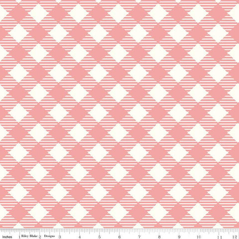 3 Yard Cut - SALE Bee Ginghams WIDE BACK WB12562 Coral - Riley Blake - 107/108" Wide 3/4" Check - Quilting Cotton Fabric