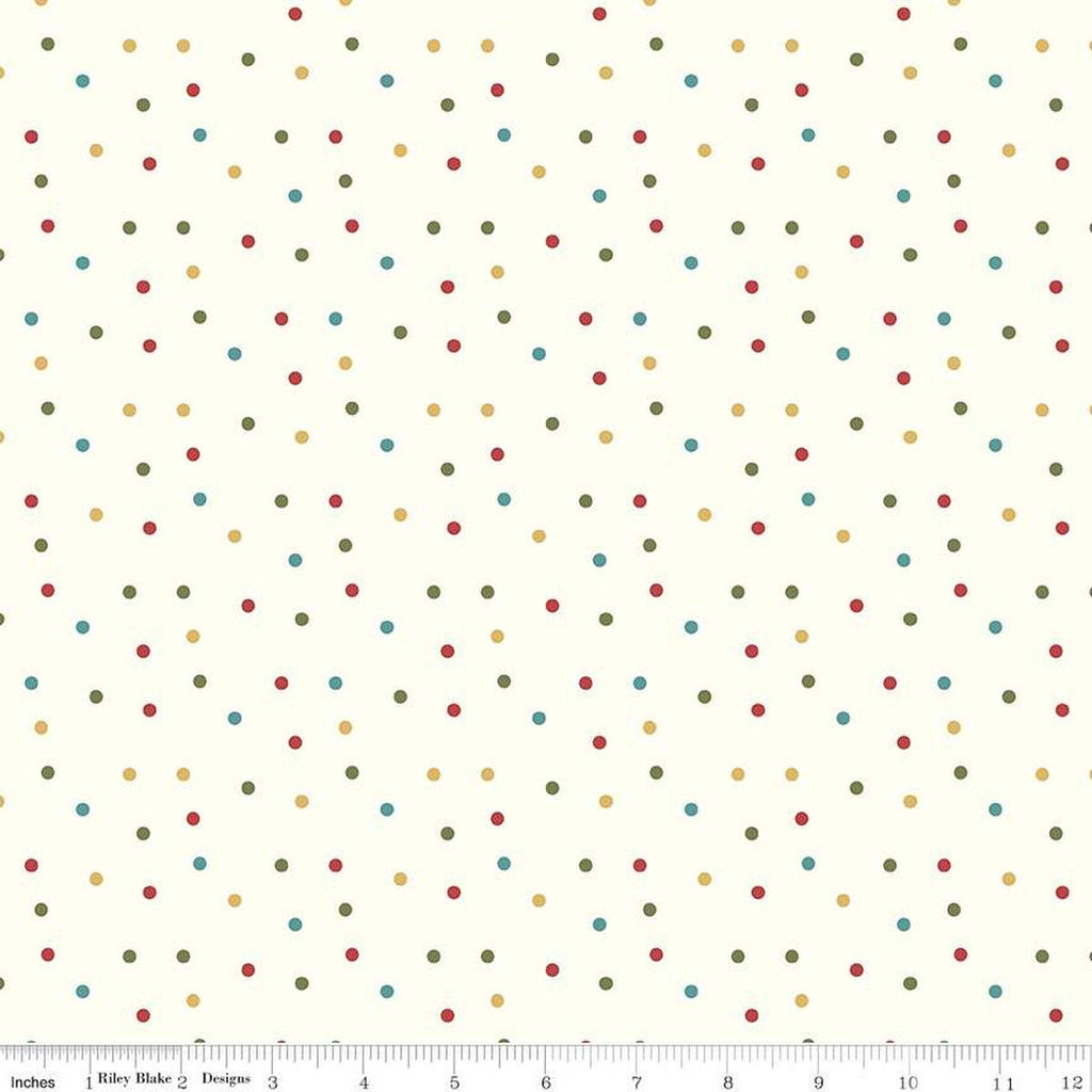 13" End of Bolt - SALE Ally's Garden Dots C13245 Cream by Riley Blake Designs - Polka Dot Dotted - Quilting Cotton Fabric