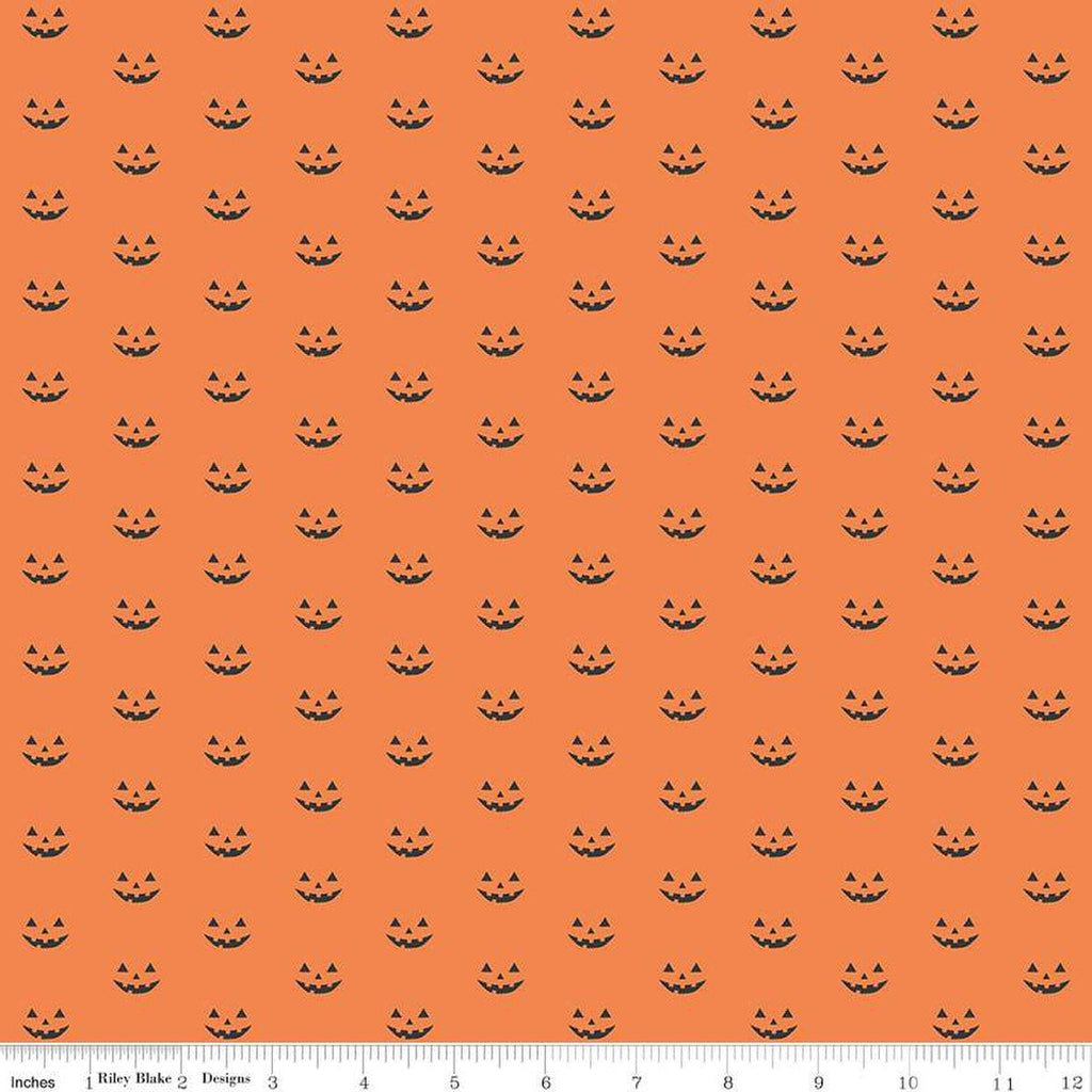 SALE Hey Bootiful Jack-o'-Lanterns C13136 Orange - Riley Blake Designs - Halloween Pumpkin Faces - Quilting Cotton Fabric