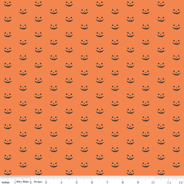 SALE Hey Bootiful Jack-o'-Lanterns C13136 Orange - Riley Blake Designs - Halloween Pumpkin Faces - Quilting Cotton Fabric