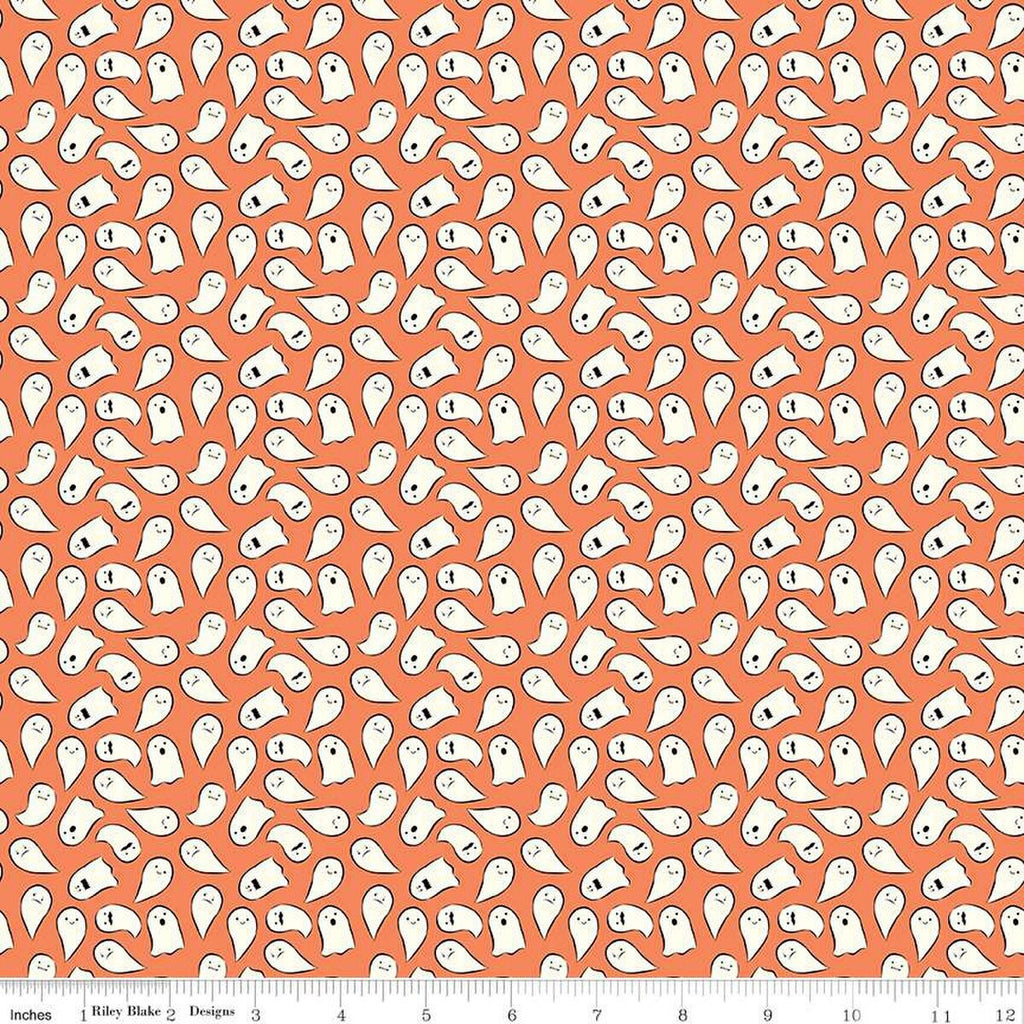 Spooky Schoolhouse Ghosts C13205 Orange - Riley Blake Designs - Halloween - Quilting Cotton Fabric