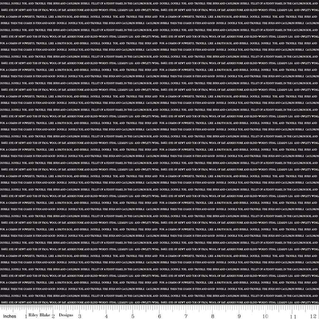 SALE Spooky Schoolhouse Double Double Text C13206 Black - Riley Blake Designs - Halloween Spells - Quilting Cotton Fabric
