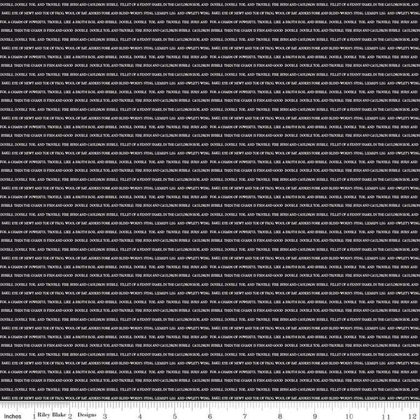 SALE Spooky Schoolhouse Double Double Text C13206 Black - Riley Blake Designs - Halloween Spells - Quilting Cotton Fabric