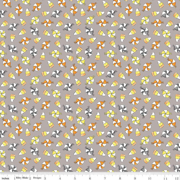 SALE Fright Delight Candy C13232 Gray - Riley Blake Designs - Halloween Candy Corn Pinwheel Hard Candy - Quilting Cotton Fabric