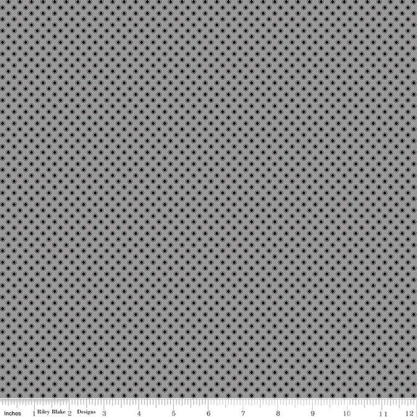 35" End of Bolt - SALE Fright Delight Dots C13234 Gray - Riley Blake Designs - Halloween Polka Dot Dotted - Quilting Cotton Fabric