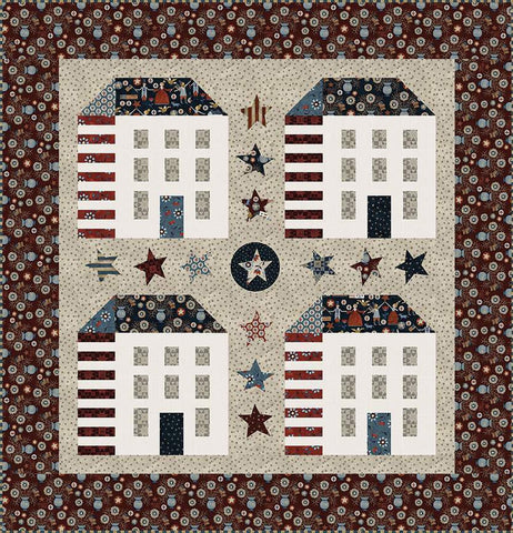 SALE Folk Art America Boxed Quilt Kit KT-13100 - Riley Blake Designs - Box Pattern Fabric - Bright Stars Patriotic - Quilting Cotton Fabric