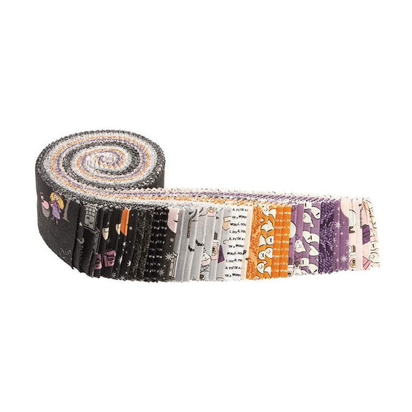 SALE Spooky Schoolhouse 2.5 Inch Rolie Polie Jelly Roll 40 pieces - Riley Blake Designs - Precut Pre cut Bundle - Halloween - Cotton Fabric