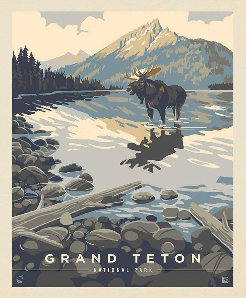 SALE National Parks Poster Panel Grand Teton PD13296 by Riley Blake Designs - DIGITALLY PRINTED Wyoming - Quilting Cotton Fabric