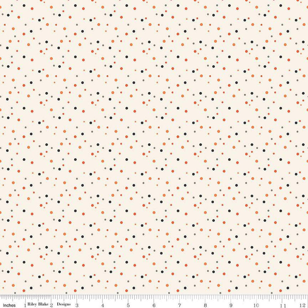 32" End of Bolt Piece - Hey Bootiful Dots C13135 Off White - Riley Blake Designs - Halloween Polka Dot Dotted - Quilting Cotton Fabric