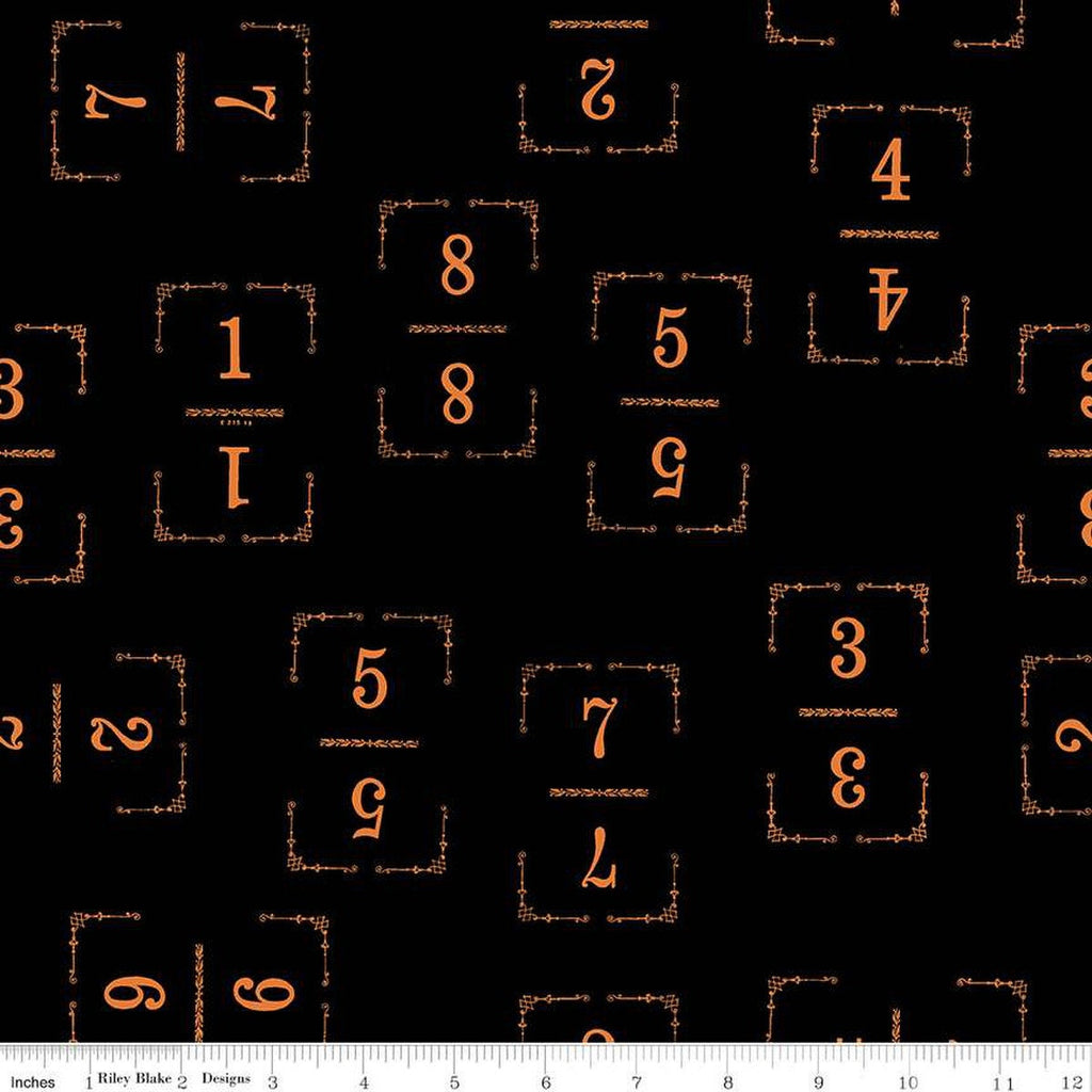 SALE Queen of We'en Solitaire C13170 Black - Riley Blake Designs - Halloween Numbers - J. Wecker Frisch - Quilting Cotton Fabric