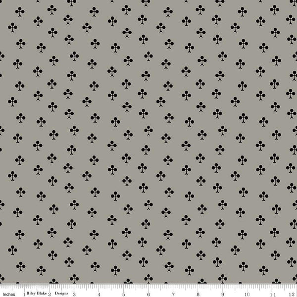 SALE Queen of We'en Clubs C13172 Gray - Riley Blake Designs - Halloween - J. Wecker Frisch - Quilting Cotton Fabric