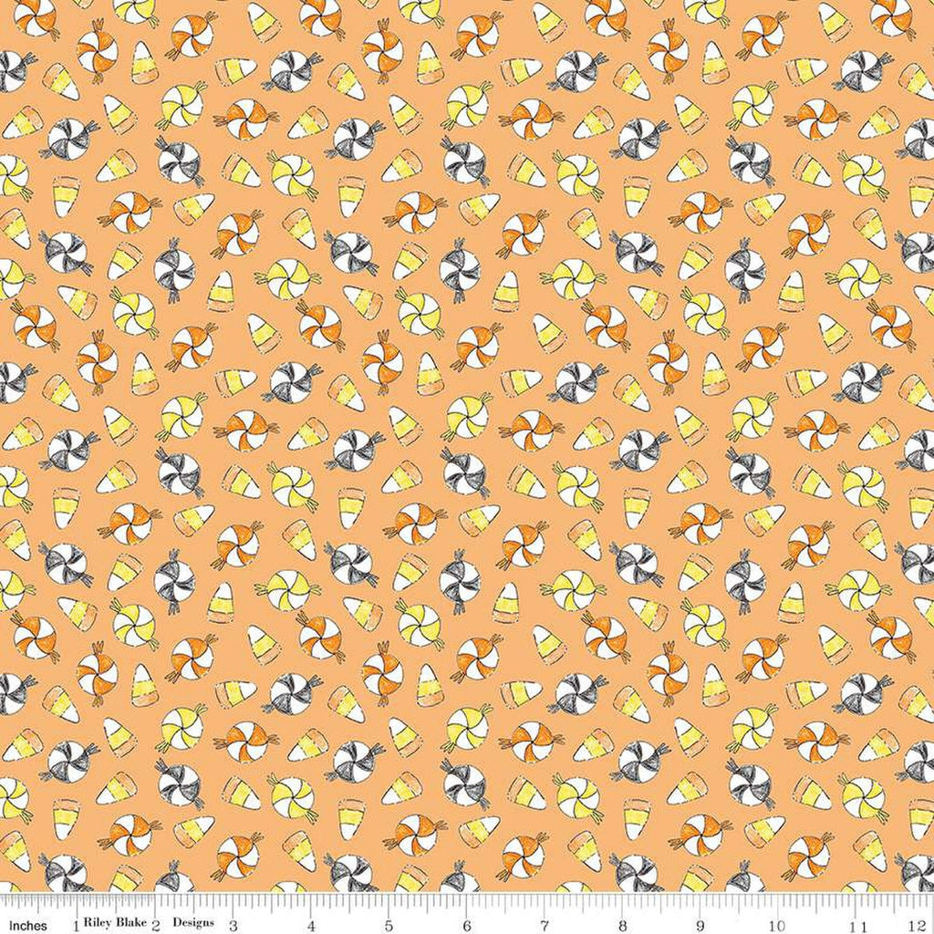 SALE Fright Delight Candy C13232 Orange - Riley Blake Designs - Halloween Candy Corn Pinwheel Hard Candy - Quilting Cotton Fabric