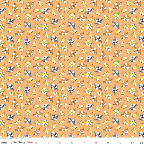 SALE Fright Delight Candy C13232 Orange - Riley Blake Designs - Halloween Candy Corn Pinwheel Hard Candy - Quilting Cotton Fabric