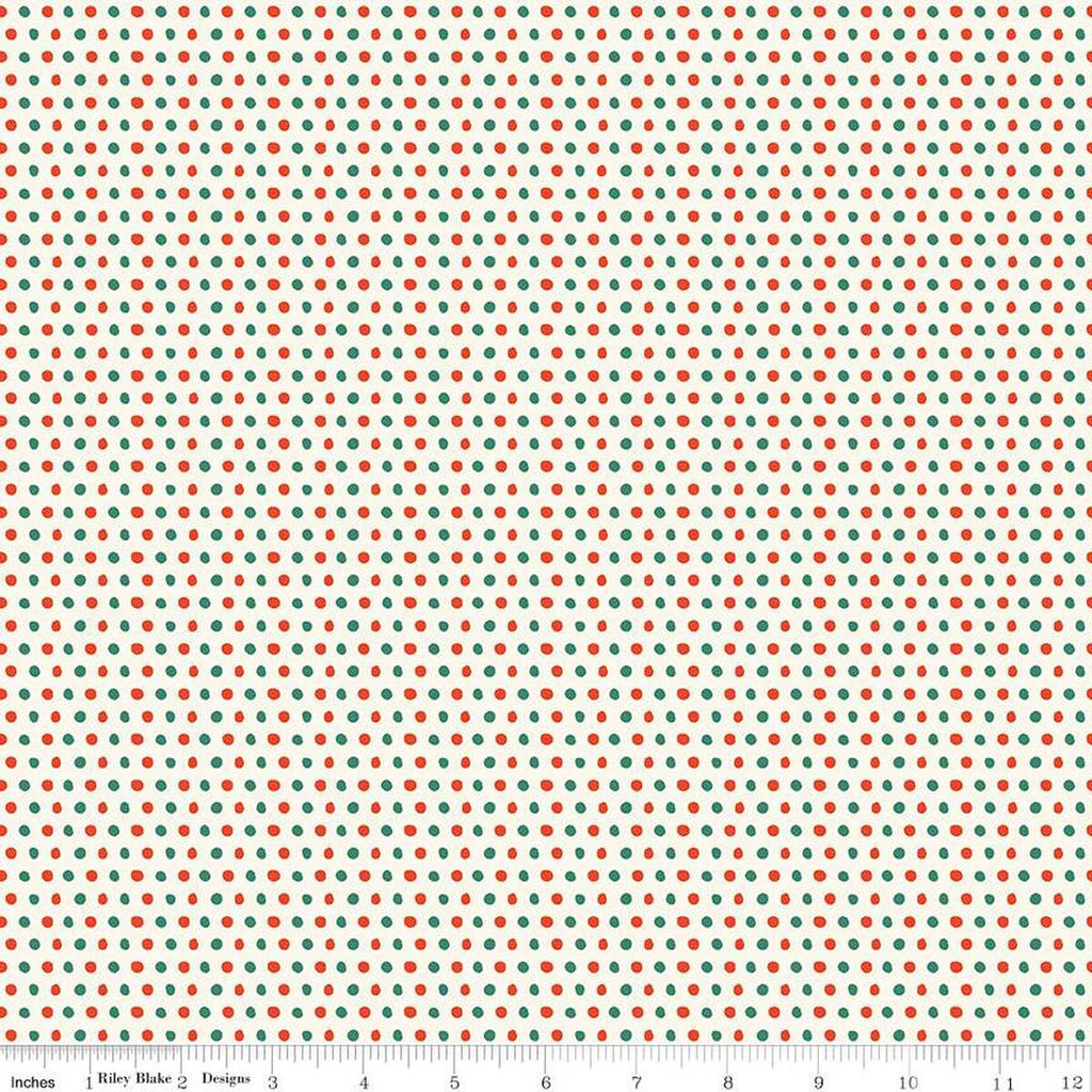 SALE Holiday Cheer Dots C13616 Cream - Riley Blake Designs - Christmas Irregular Polka Dots Dot Dotted - Quilting Cotton Fabric