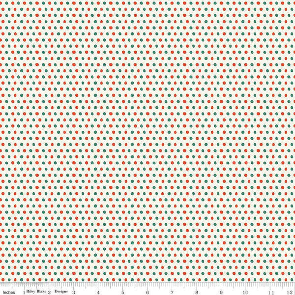 SALE Holiday Cheer Dots C13616 Cream - Riley Blake Designs - Christmas Irregular Polka Dots Dot Dotted - Quilting Cotton Fabric