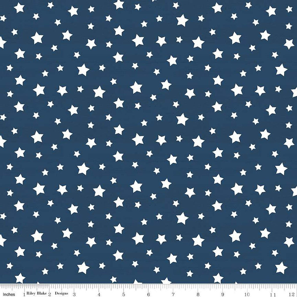 SALE Monthly Placemats July Stars C12413 Navy - Riley Blake Designs - Patriotic Independence Day  - Quilting Cotton Fabric
