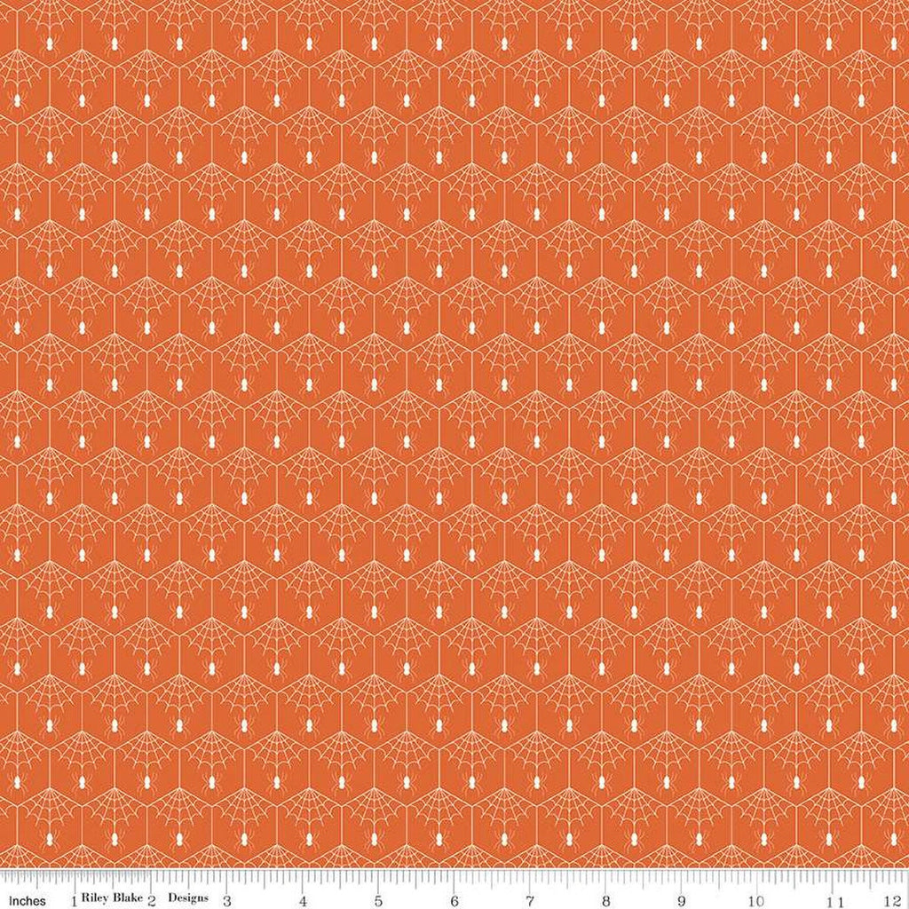 SALE Haunted Adventure Spiderwebs C13111 Autumn - Riley Blake Designs - Halloween Geometric Hexagons Spiders - Quilting Cotton Fabric