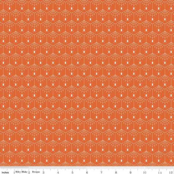 SALE Haunted Adventure Spiderwebs C13111 Autumn - Riley Blake Designs - Halloween Geometric Hexagons Spiders - Quilting Cotton Fabric