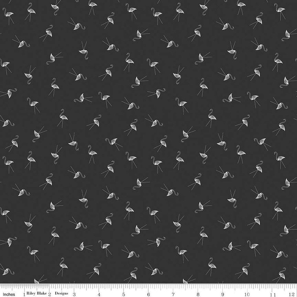 SALE Haunted Adventure Skelton Flamingos C13114 Charcoal - Riley Blake Designs - Halloween Bird Birds - Quilting Cotton Fabric