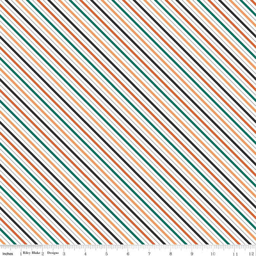 SALE Haunted Adventure Stripes C13116 Multi - Riley Blake Designs - Halloween Diagonal Stripe Striped - Quilting Cotton Fabric