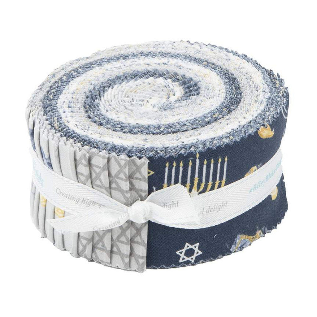 SALE Hanukkah Nights 2.5 Inch Rolie Polie Jelly Roll 40 pieces - Riley Blake - Precut Pre cut Bundle - Quilting Cotton Fabric