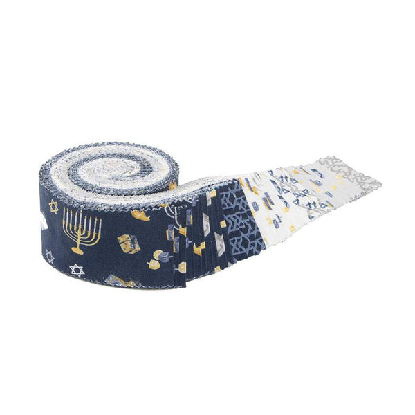 SALE Hanukkah Nights 2.5 Inch Rolie Polie Jelly Roll 40 pieces - Riley Blake - Precut Pre cut Bundle - Quilting Cotton Fabric