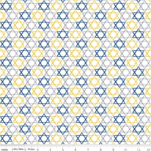 SALE Hanukkah Nights Star of David C13432 White - Riley Blake Designs - Quilting Cotton Fabric