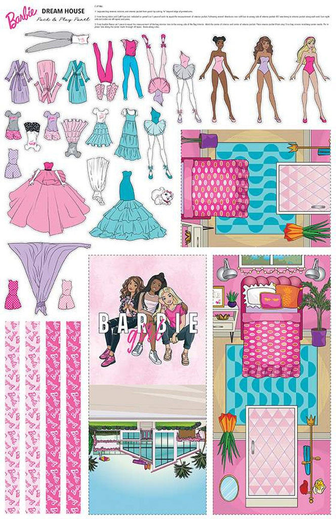 SALE Barbie Girl Dream House Pack and Play FELT Panel FT12995 by Riley Blake - Official Licensed Product  - Polyester